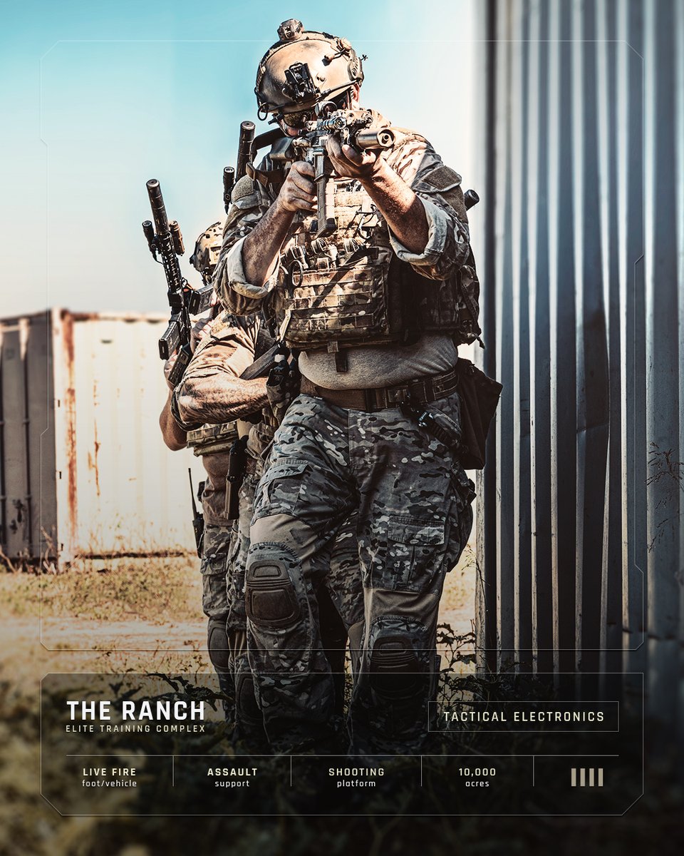TE_99's tweet photo. The RANCH:
Not a classroom—it’s a 10,000 acre elite training complex, built for immersive training for assault teams, EOD operators, bomb techs, and SOF teams.

Realistic IED lanes + Demo ranges + Elevated sniper platform &amp; ranges 20-800m + CQB structures

https://t.co/0OuqpWbDhy https://t.co/i97wB05vgy