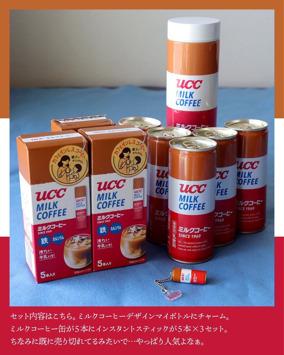 UCCさん、夏の福袋でミルクコーヒー缶デザインのマイボトル＆チャーム
