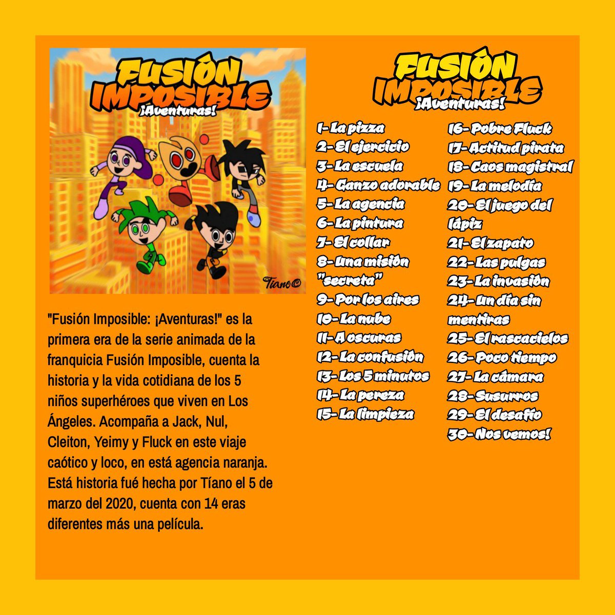 TJMemex24's tweet photo. Hola Cartoon Network!! Soy el usuario TJ Memex, pero también me puedes llamar Tíano. Vengo con todo el respeto del mundo a mostrarles mi serie animada "Fusión Imposible", cuenta con 14 eras diferentes más una película. A continuación les mostraré más detalles 🟠🟡🚨👇🏻
@CartoonLA https://t.co/4t5vikomRj