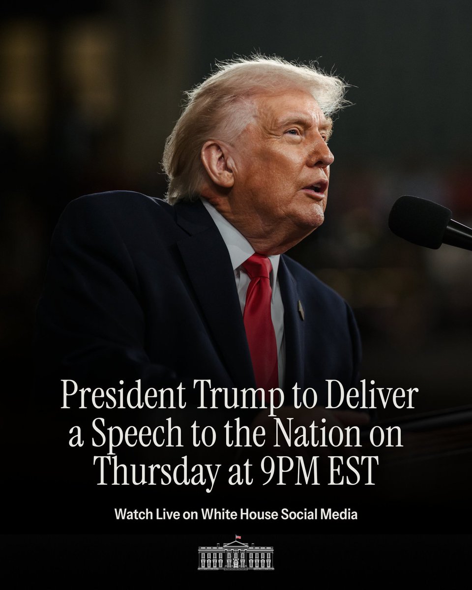 MAGAMan002's tweet photo. 🚨 President Donald J. Trump will be speaking to the nation this Thursday, July 16th, at 9PM EST. https://t.co/bAwOSAEeql