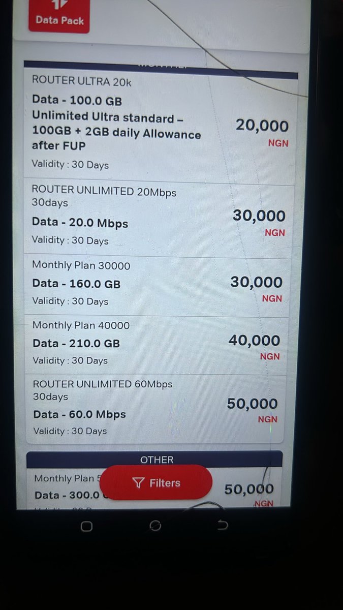 uchifino's tweet photo. @AirtelNigeria @NgComCommission This is what are selling 
100GB here is 20,000 I can as well do a limited data…

You have guys have reduced the mbps and now you putting a cap on something you called unlimited monthly subscription… https://t.co/V5VjO2vVhe