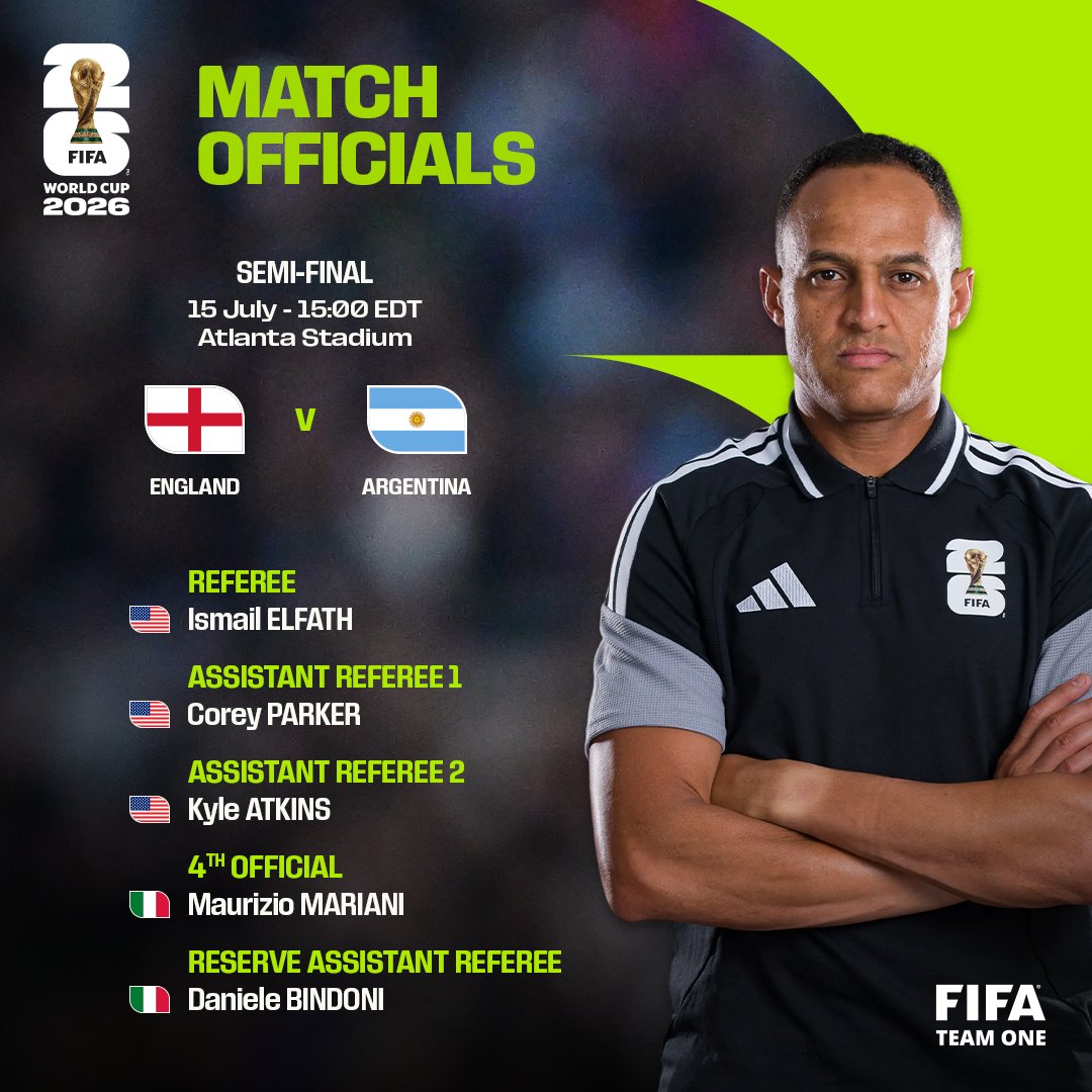 LUISFEL90288588's tweet photo. Arbitragem Americana 
Pro Clássico Mundial Do 
Jogo Entre Inglaterra 🏴󠁧󠁢󠁥󠁮󠁧󠁿X🇦🇷 Argentina 
Válido Pela Semi-Final Do Jogo Único 
Da @FIFAWorldCup 🇺🇲🇲🇽🇨🇦🏟🏆

#fifaworldcup 
#copadomundo2026 
#inglaterraxargentina 
#arbitragemamericana 
#arbitragemfifa https://t.co/Gico38bzmB