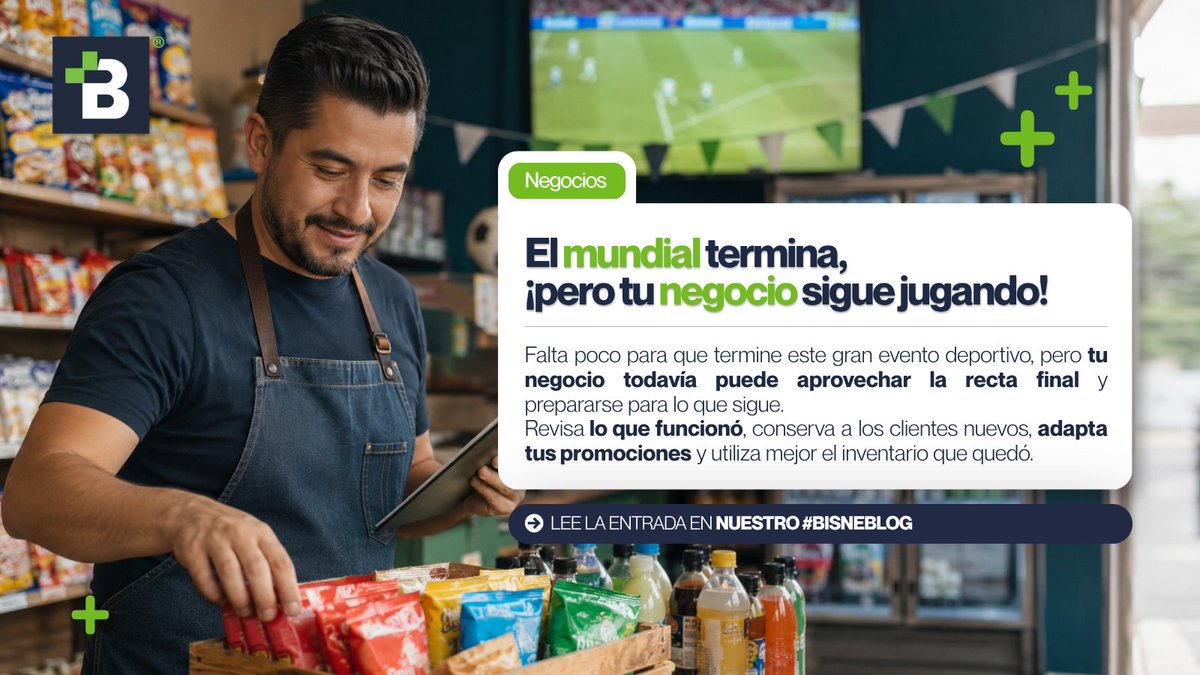 MasBisne's tweet photo. El Mundial está por terminar, ¡pero tu negocio puede seguir jugando! ⚽😎

📰 En nuestro nuevo #BisneBlog te contamos cómo aprovechar la recta final para seguir vendiendo después del último partido.

👉 Lee la entrada completa aquí: https://t.co/TnJ1XTMDkt https://t.co/8mqaq03s3m