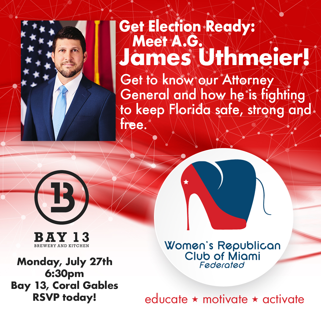 WRCMF's tweet photo. ⚖️Welcome our Chief Law Officer ahead of the elections! Attorney General  James Uthmeier joins us for a conversation about his passion to keep  Florida safe, strong and free. RSVP today: 
https://t.co/DUlc1GNeD9 https://t.co/D7iO15oxqn
