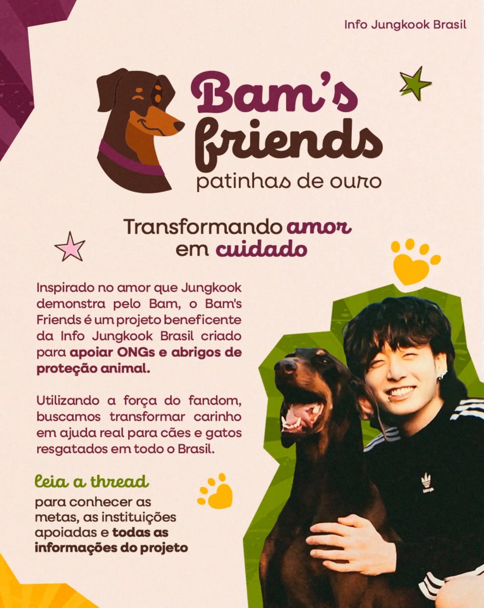 mnijeonjm's tweet photo. 🚨 ARMY, TEMOS UMA MISSÃO! 🐾💜

O BAM'S FRIENDS é um projeto beneficente em apoio às ONGs de proteção animal!

Doe, compartilhe e indique uma ONG para fazer parte dessa corrente do bem.

PIX: infojungkookbr@gmail.com

Mais informações na thread abaixo! 👇 https://t.co/hf74YR7aSe