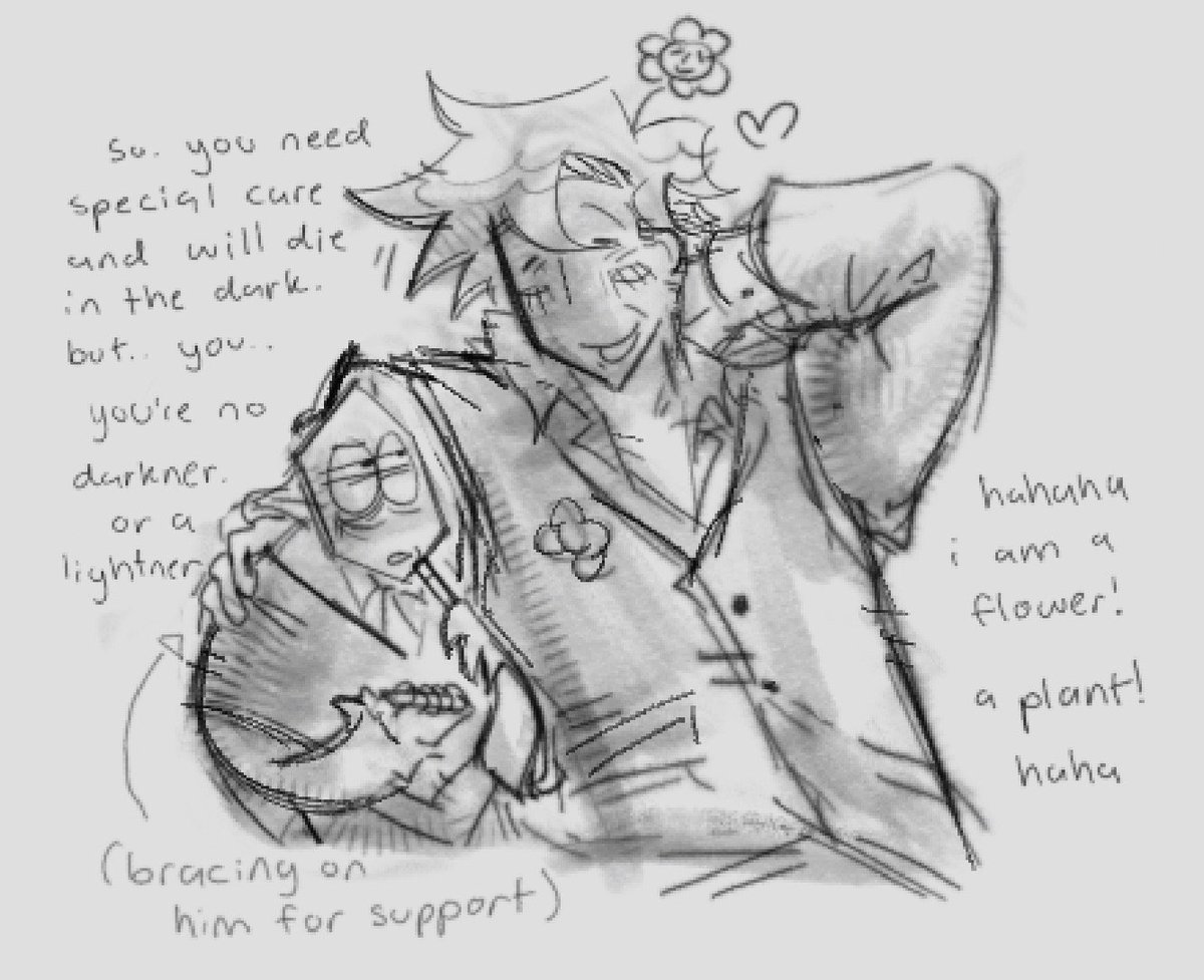 vvhippedcream's tweet photo. "battat studyign flowery and trying to figure out why he doesnt seem like the other darkners nor lightners (does he know)" -> i feel like flowery would out right tell him that he's neither, like.. explain it all cause why not hahahflowershahaha

https://t.co/naq4HEQuU5 https://t.co/RSSey4tM5l