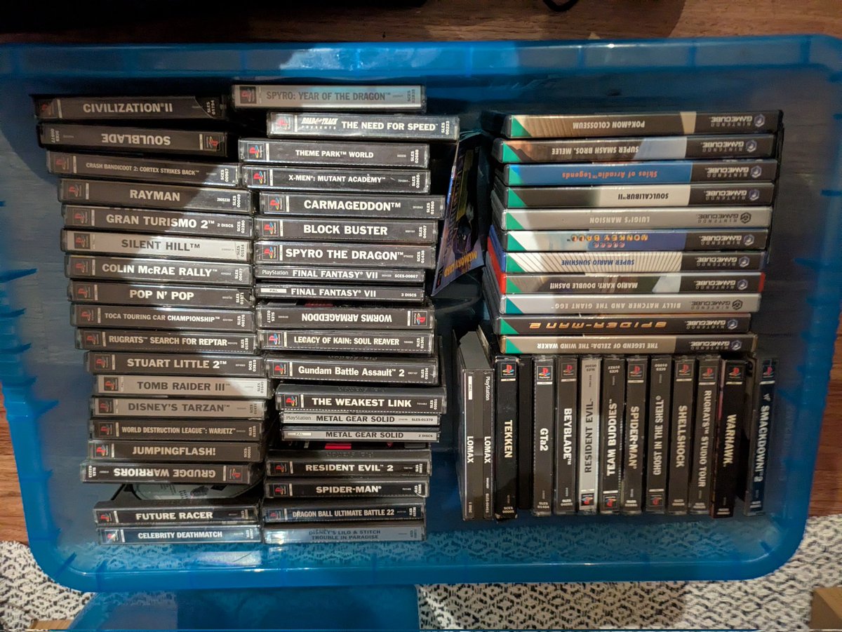 billhasartism's tweet photo. Rediscovered my PS1, PS2 and GameCube vault and played through a few with my housemates and I don't think anything will beat the feeling of seeing them smiling at playing the games they grew up with. We must defend physical media with everything we've got! https://t.co/PiqdK4fBxY