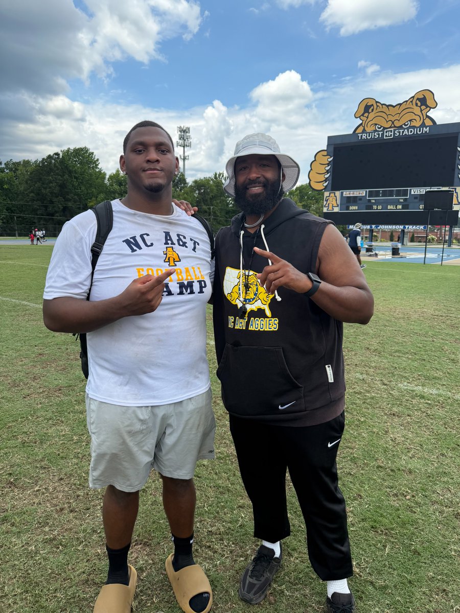 nickhill_77's tweet photo. Blessed to be able to compete at NCA&amp;T and get coaching from @CoachC_Coard Had an amazing time with an amazing atmosphere! @NCATFootball @NCATRecruiting https://t.co/II9LobLGJH
