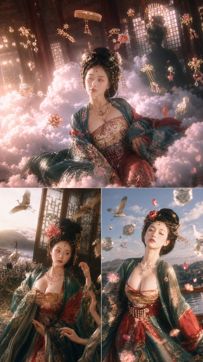 Tang Dynasty Fantasy Triptych