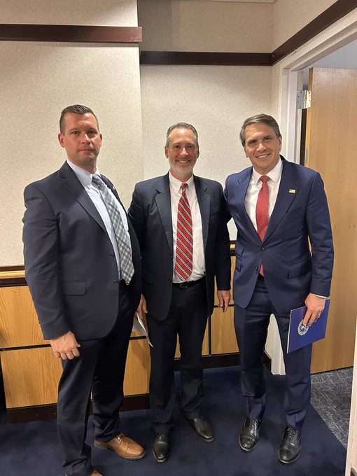 DEA Seattle Special Agent in Charge Rob Saccone with U.S. Attorney Michael Heyman and Attorney General Todd Blanche in Anchorage.