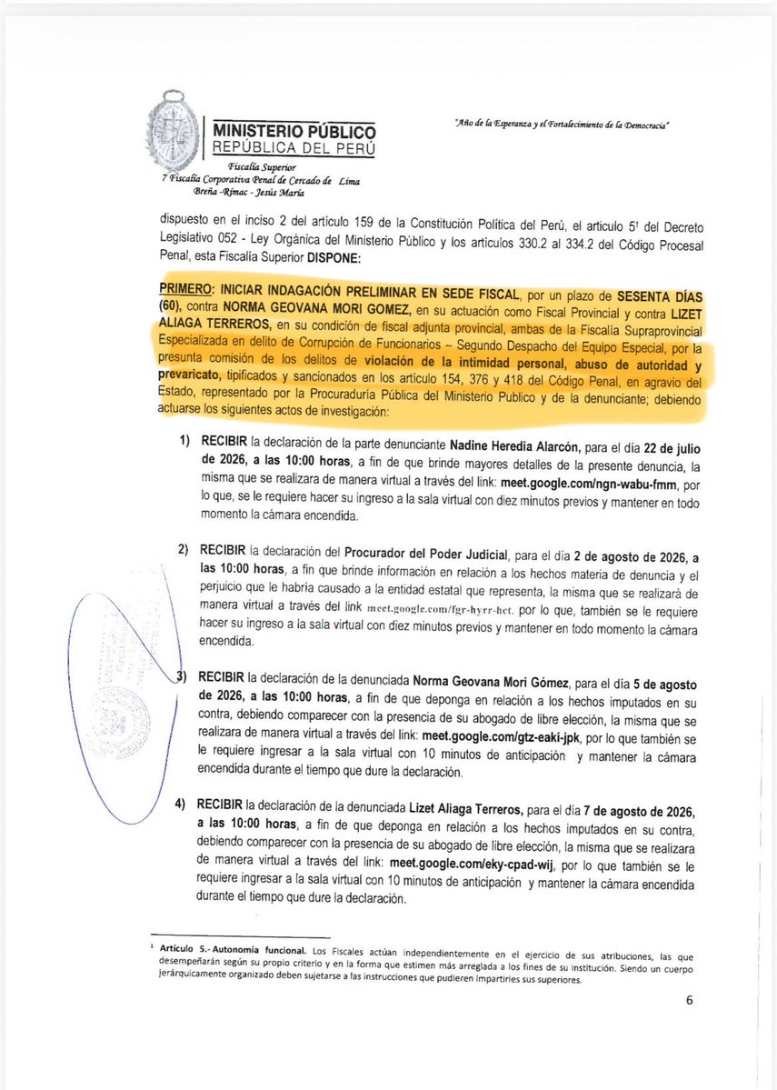 EdinsonHua2105's tweet photo. Fiscalía Superior dispuso abrir investigación contra la fiscal del caso Gasoducto, Geovana Mori Gómez, por la presunta comisión de los delitos de abuso de autoridad y prevaricato. 
De manera ilegal e inconstitucional, la fiscal Mori, sin autorización judicial, obtuvo copia de toda la historia clínica de Nadine Heredia y la difundió en un proceso público. Esta nueva vulneración de los derechos de mi patrocinada podría tener sanción si el sistema de justicia actúa correctamente.
