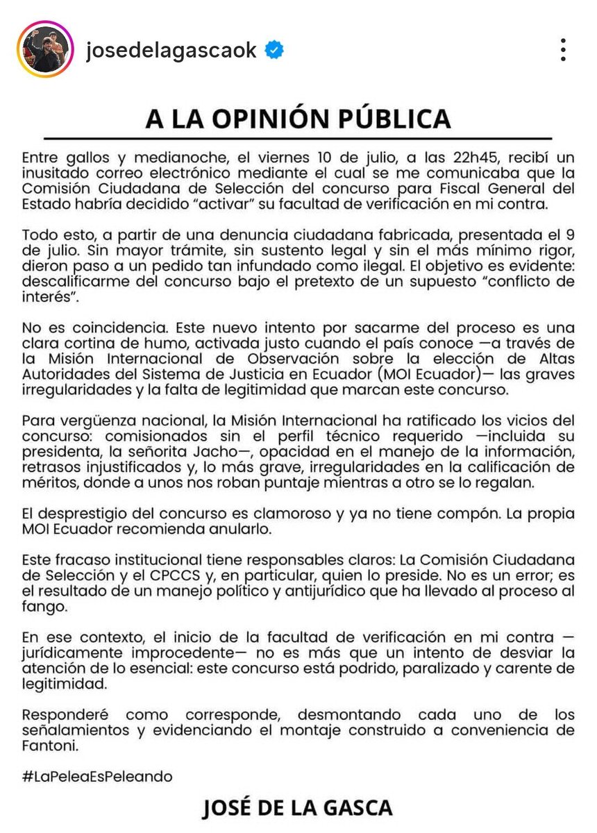Danielsalcan_'s tweet photo. Intenten no reírse. José de la Gasca denuncia persecución en su contra. Todos los cómplices de este Gobierno, deberían verse reflejados en de la Gasca, porque toda mascota de este gobierno siempre terminan así cuando ya no le son útil a Noboa. El poder no es eterno, señores. https://t.co/aQz2FXzVnq