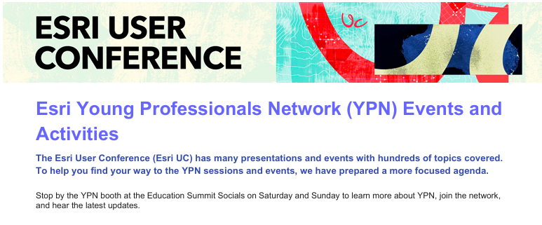 EsriYPN's tweet photo. 📍#EsriUC2026 is here!
Stay in the know on all things #EsriYPN, from career-focused sessions and networking opportunities to social events.

Check out the full YPN lineup: https://t.co/zGwQl8L6We https://t.co/74ASzLojjJ