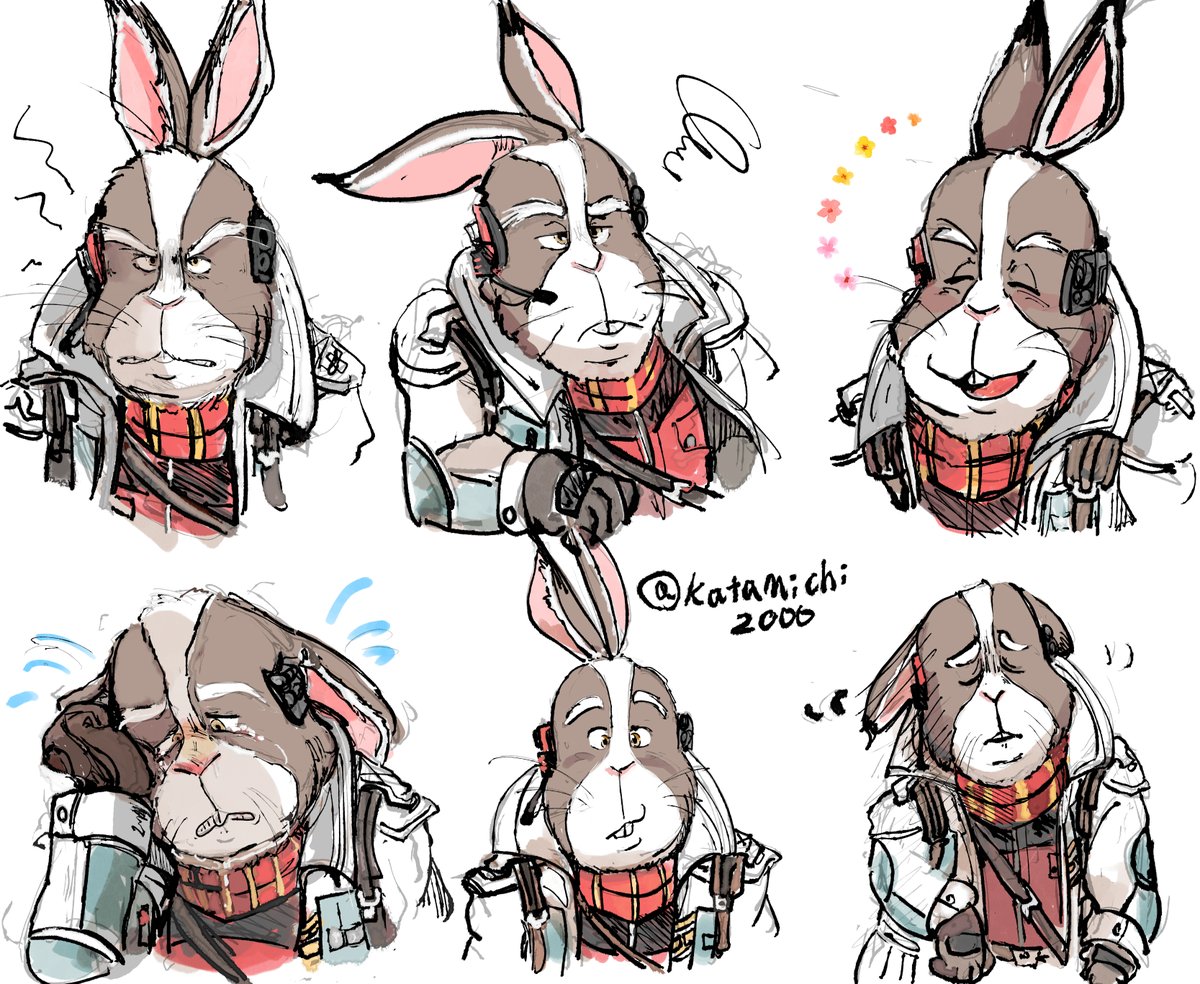 Katamichi2000's tweet photo. 🐰描く練習２
テキトーに表情とか https://t.co/FbFJLEDz6M