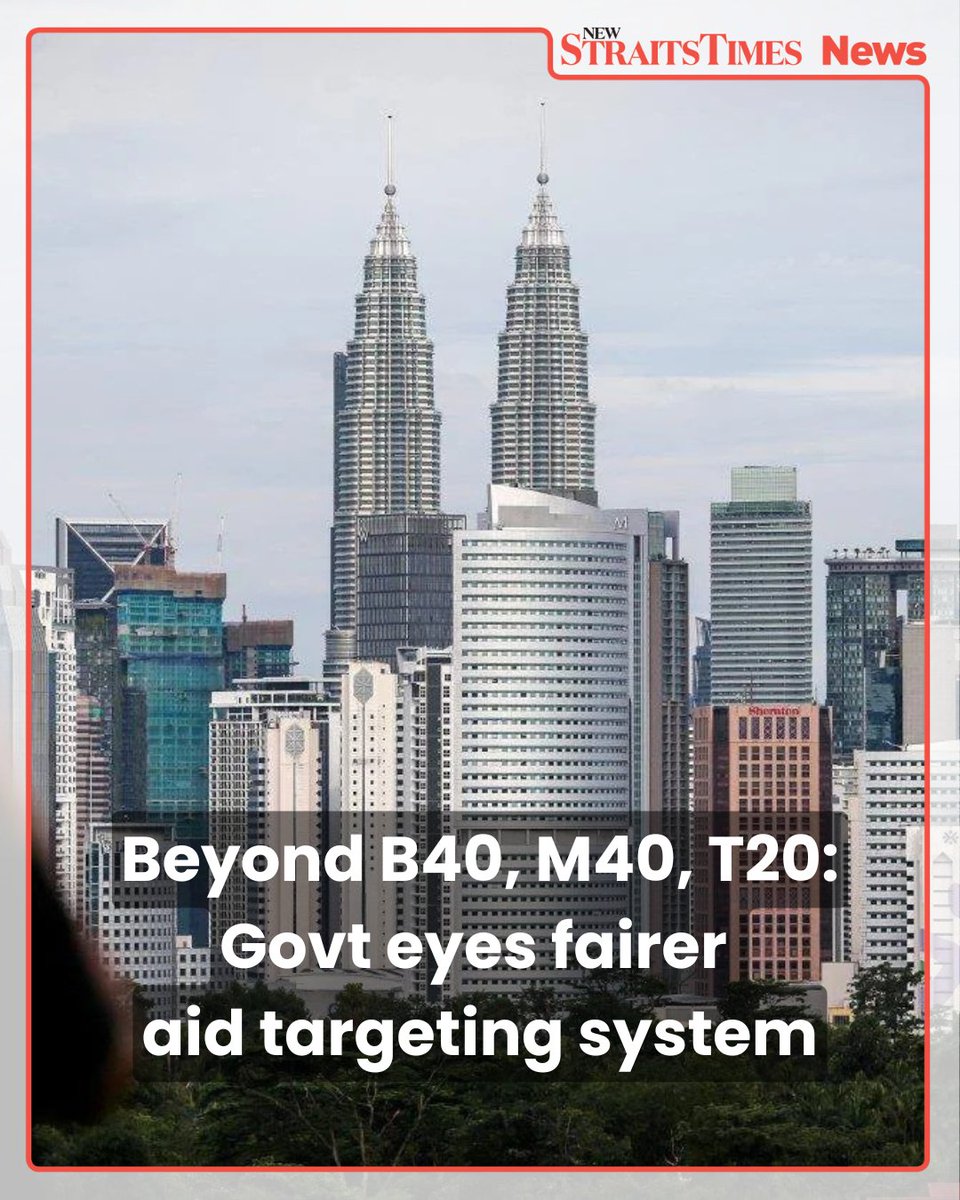 NST_Online's tweet photo. #NSTnation The government is considering replacing the B40, M40 and T20 household classification system with a Net Disposable Income (NDI) framework to better target aid by factoring in actual living costs, financial commitments and household needs.
 
https://t.co/IIYvC31U98 https://t.co/g8hF4XG9nk