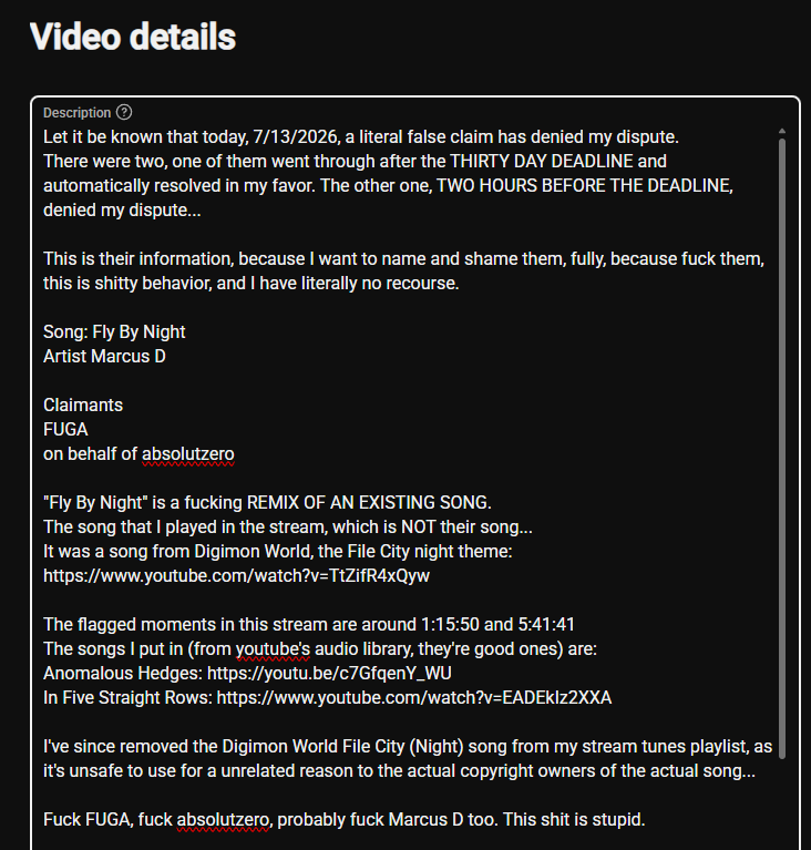 headhunter455's tweet photo. Feeling extra petty today.
https://t.co/m5qExApdjT
@YouTube
@YouTubeCreators

Can't wait to see what AI response YouTube will give me, if they respond at all.

Reminds me of the time the intro cutscene to Medievil got flagged because some metal band used the same sound effect... https://t.co/y42zDbg1i1