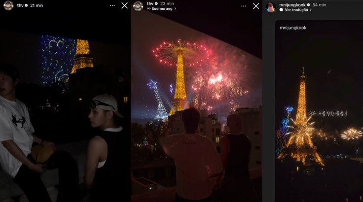 vkfvr's tweet photo. Only taehyung, hobi and jungkook posted that they were looking at the Eiffel Tower... I'm sure jungkook recorded those stories of tae and hobi https://t.co/uFxpxvjSi7