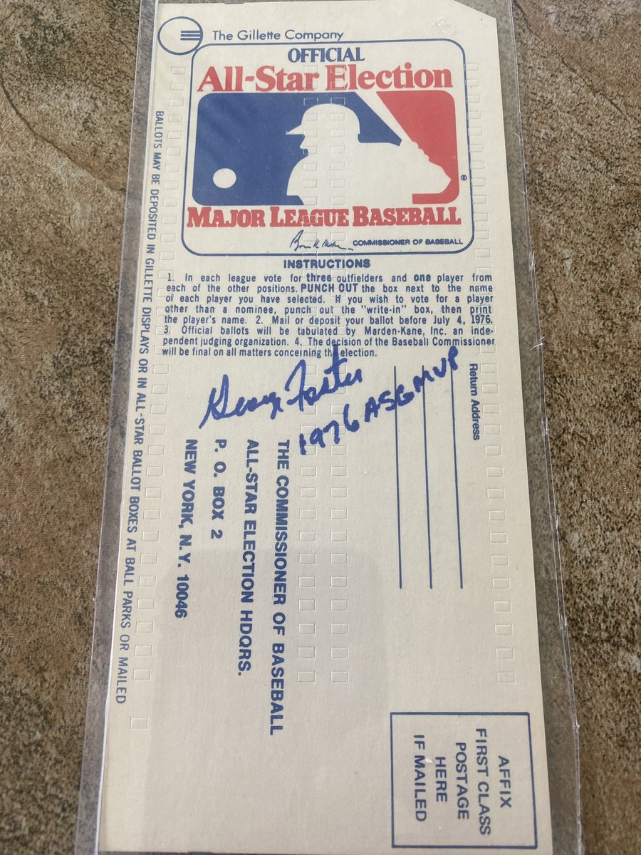 bjmcphillips65's tweet photo. 50 years ago tonight July 13 1976, George Foster of the Big Red Machine won the MLB ASG MVP. Here is my autographed ticket stub and AllStar ballot. #Reds #Bicentenial #1976ASG #BigRedMachine https://t.co/Aufkz7aA07