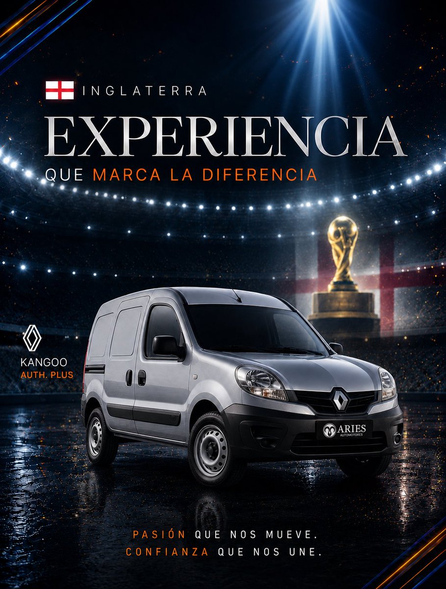 ariesautomoto's tweet photo. Experiencia • Tradición • Solidez

Como Inglaterra, la Kangoo PH3 Auth. Plus demuestra que la confianza se construye con el tiempo y se confirma en cada desafío. https://t.co/lXA8kqfZLD