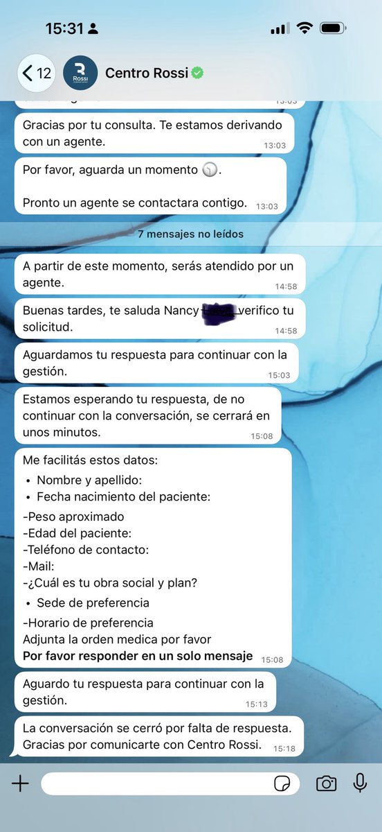 momDuckSec's tweet photo. @CentroRossi la atención en las sedes genial, el sistema de turnos por WhastApp para el olvido!  desde las 13:01 y recién a las 19:47 me respondieron y luego te cierran la sesión…. sentido común, la gente no puede estar 7hs pendiente para sacar un turno @osde https://t.co/BPu8TTxCYh