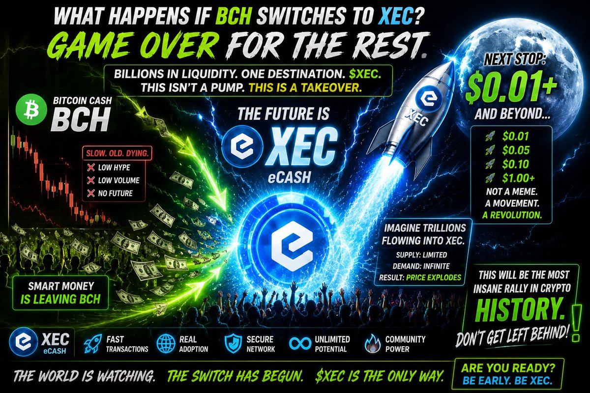 eCasharmiez's tweet photo. Just imagined, What if BCH finds its future in $XEC?
One shift. One explosion. One new leader. ๐ฅ
#XEC #eCash $XEC #BCH #BullRun https://t.co/aCX69e5Syv
