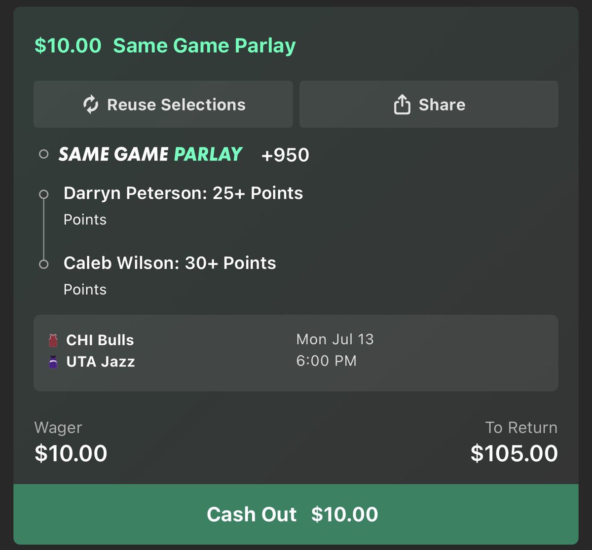RedHottLocks's tweet photo. July 13th || NBA Summer League Parlay Of The Day 🏀
0.1u - 2 Legs: (+950, B365)
• Darryn #Peterson 25+ Points
• Caleb #Wilson 30+ Points
• Peterson has cleared this line in 2/4, the two misses being 23 and 24 points.
• Wilson has cleared this line in 1/1, where he scored 35 points…
Honestly just got a good feeling that both of these guys are going to show out today. Only risking 0.1u as it’s a gut feeling, but the results have been there for both players!
Follow for more props and picks! 👨🏿🍳
📊 @propsmadness
Use code “RHL” for 25% off!
#GamblingX #NBA #NBAProps