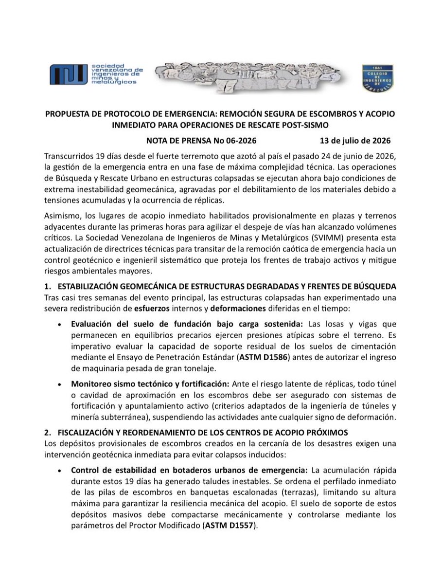 SVIMM_CIV's tweet photo. A 19 días de los terremotos del 24 de junio de 2026 alertamos 👇🏻👇🏻 https://t.co/ZwKeiZe3Ea
