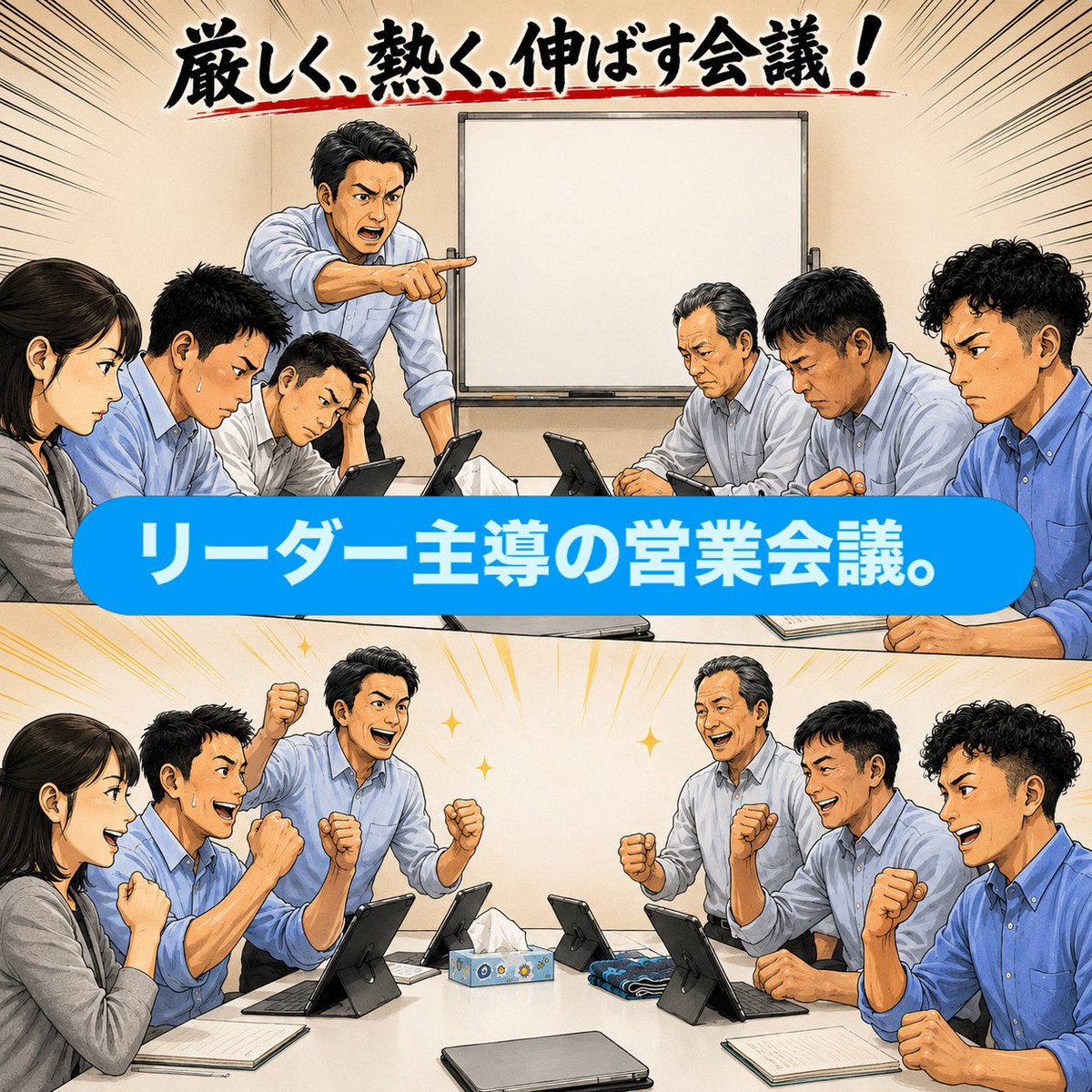 mosuecom's tweet photo. 7月の営業会議。
方針と進捗の確認。
いつもより少しだけ🤏強く激励。
前向きにどうすればできるかを考える会議に。 https://t.co/85hl5yy7lJ