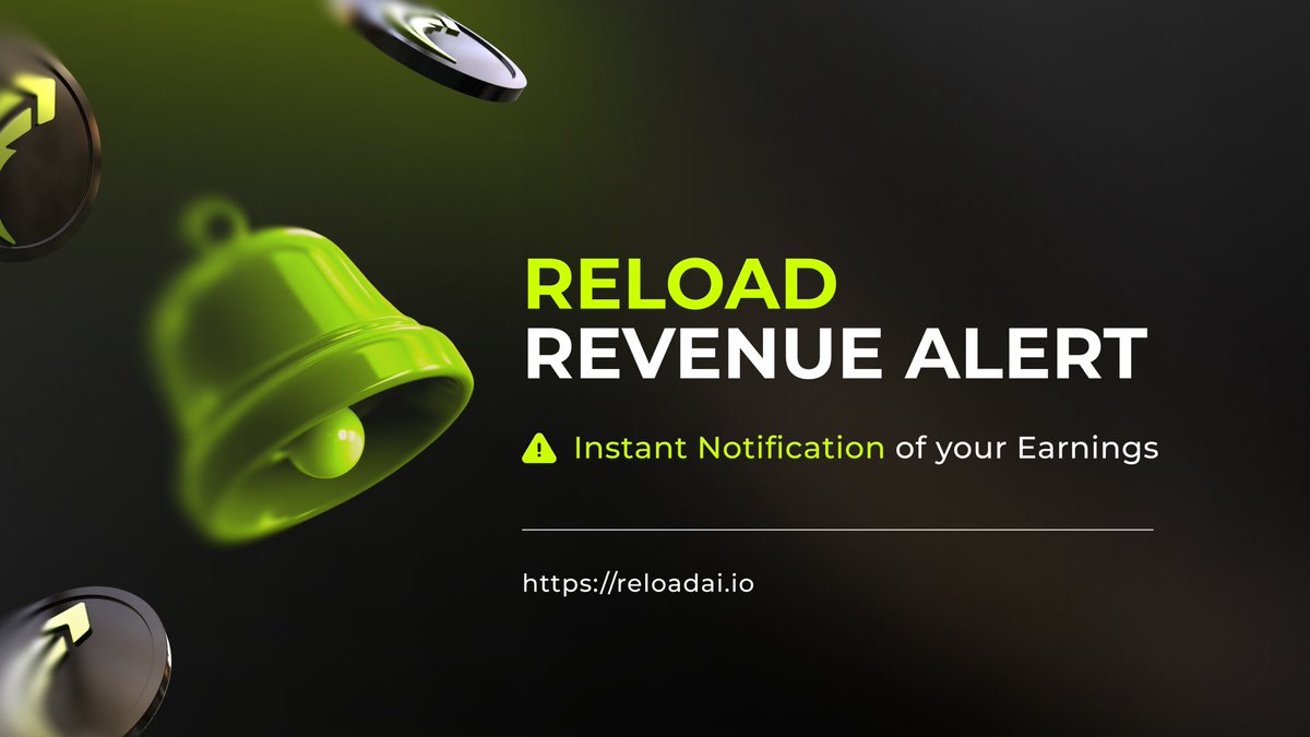 Reloadaiio's tweet photo. 🔔 $RELOAD  Revenue Alerts are LIVE.

This isn't a price bot. It's confirmation. Real fees → real revenue → 80% to stakers.
🟢 Watch it live → https://t.co/PEY3vxeGLu

Every time the network routes inference and earns, it posts in real time — model, tokens, USDG settled, latency, and how much flows to stakers.