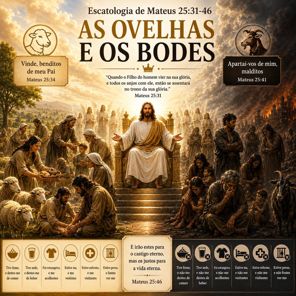 Brasil_de_Deus's tweet photo. @_RaiLira Hoje faremos a última leitura Escatológica no evangelho de Mateus capítulo 25:31-46 Com o Tema: As ovelhas e os bodes https://t.co/ilP0R4rqNd