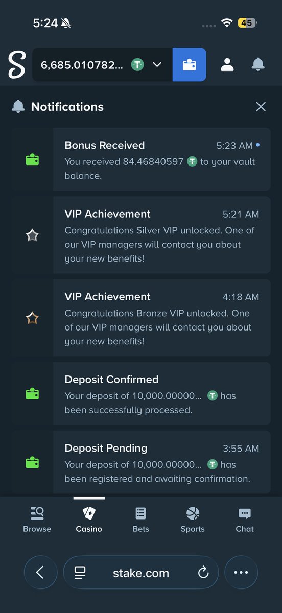 deadguy___'s tweet photo. Just unlocked my Gold VIP and got a bonus of 84$ from @Stake 

Will be giving away 10$ each to 8 people!

Drop your Trc address! https://t.co/jMSPjvLmNb