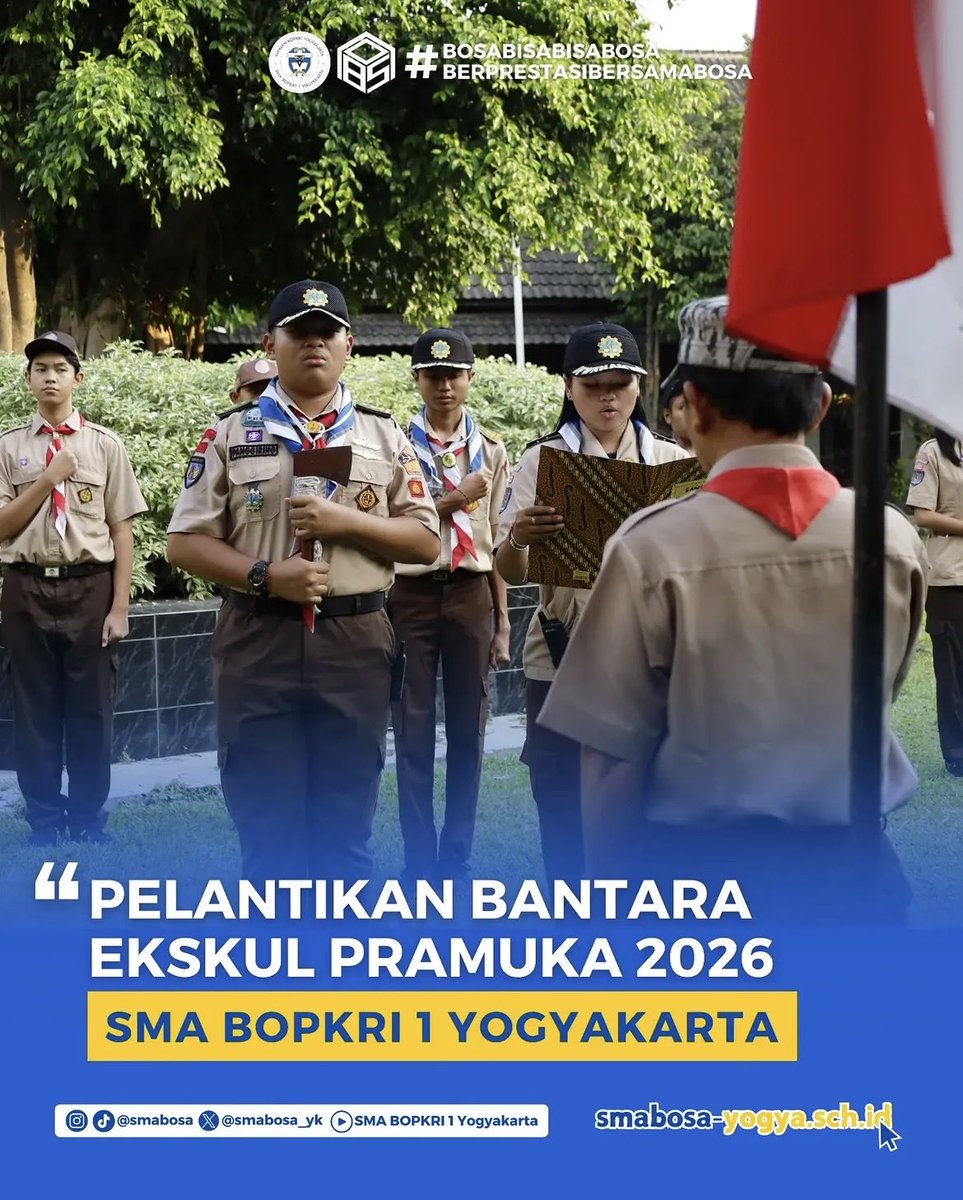 SMABOSA_YK's tweet photo. #BOSAMenyapa, PELANTIKAN BANTARA EKSKUL
PRAMUKA 2026!
Pada tanggal 17-18 Juni 2026, SMA BOPKRI 1 Yogyakarta melaksanakan kegiatan Pelantikan Bantara sebagai bagian dari proses pembinaan karakter dan kepemimpinan anggota Pramuka. https://t.co/V3g4mLcUHG