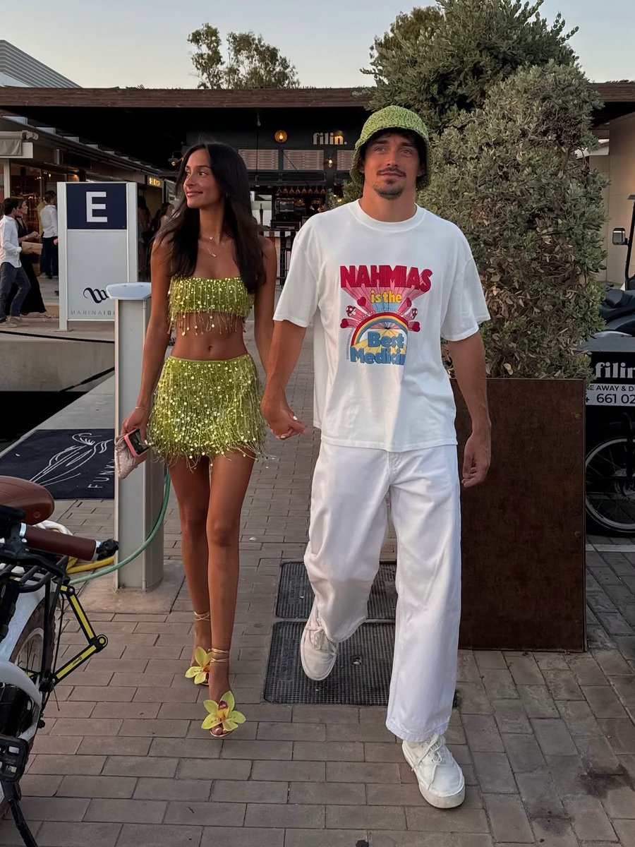 Alexaddra's tweet photo. I told @Leclervc I wanted to match for our afternoon stroll, and he confidently puts on a bright green hat.. https://t.co/BI1XgwgaSP