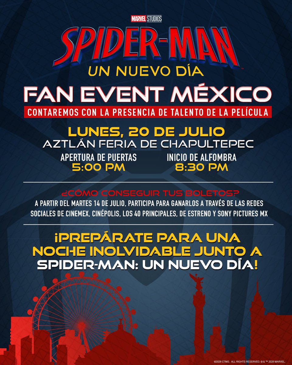 emily_joaly's tweet photo. Es oficial: el Fan Event de #SpiderManUnNuevoDía será el 20 de julio en Aztlán Feria de Chapultepec. Consulta todos los detalles en la imagen. https://t.co/0exIEQaBQi