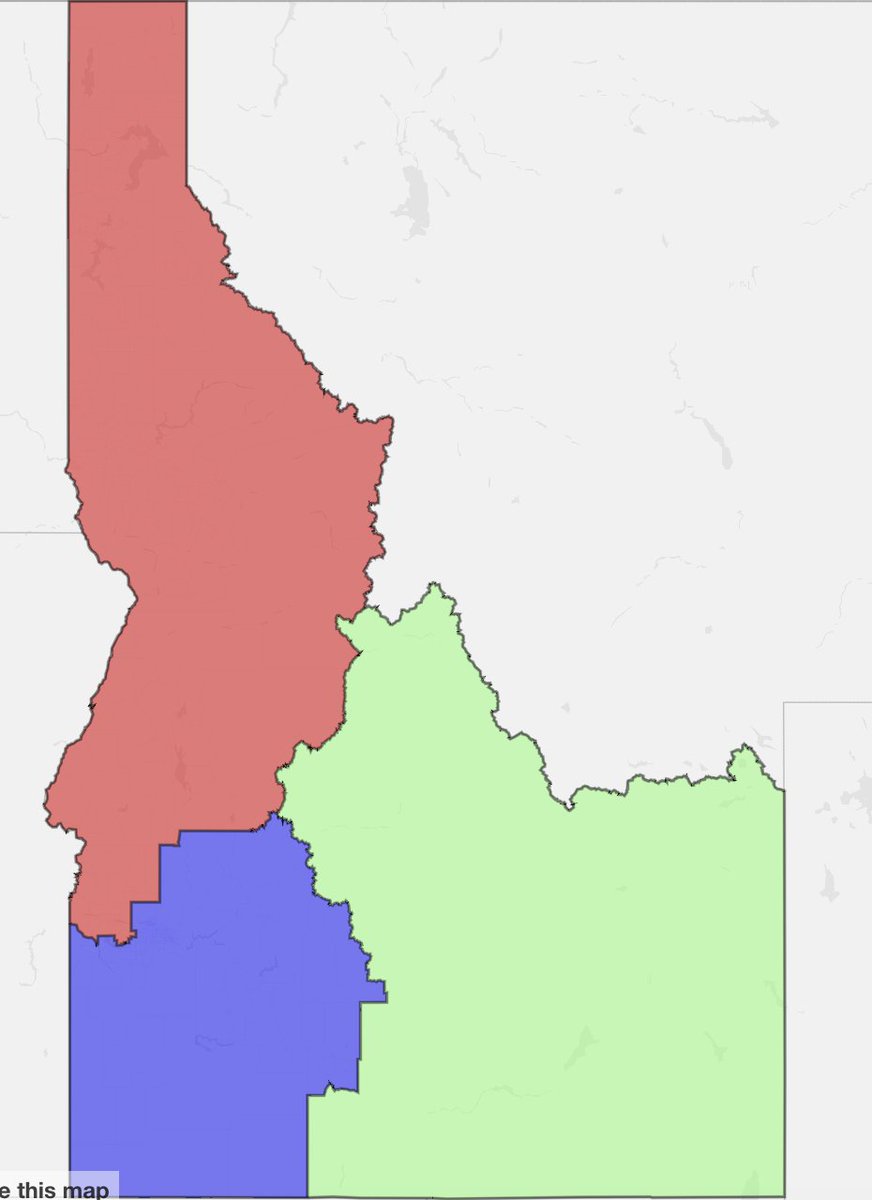 HNedyarb's tweet photo. @Axerixing Two I made. First one is a proper gerrymander and the least red one is R+29. Second one is my attempt at a compact and fairish map and the blue one is R+17. https://t.co/PkYZl8Jd8Y