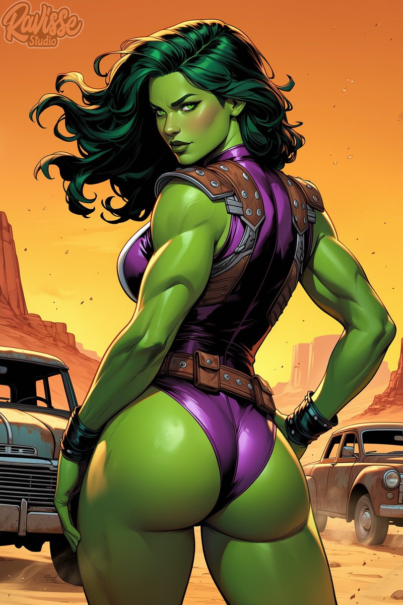 RavisseStudio's tweet photo. She-Hulk, champion of the wasteland! 💚💜
#AssWednesday x @zinoviy007
#WastelanderWednesday x @bluebunny996, @k_ai_ros_2, @theway2377
#aiart #fanart #RavisseStudio #SheHulk https://t.co/fUYS99OZbC