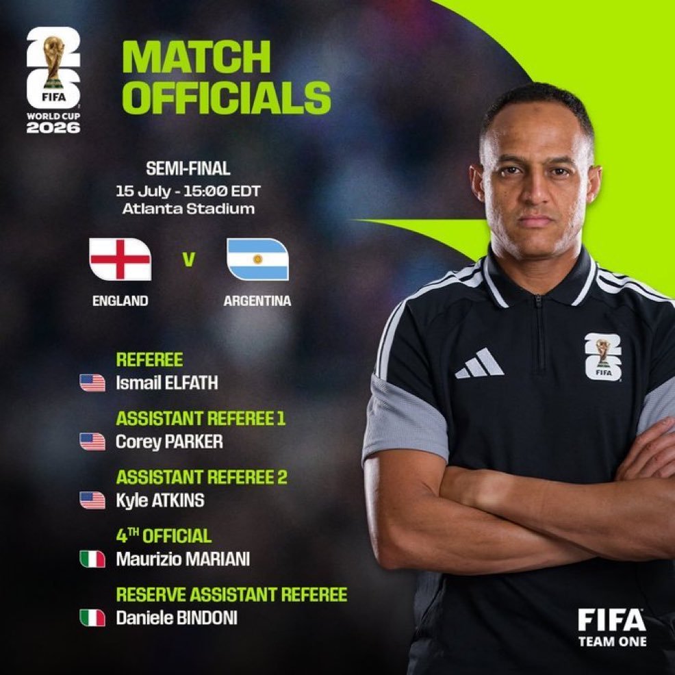 entreaspasfut's tweet photo. O árbitro norte-americano Ismail Elfath foi escolhido para apitar o jogo entre Inglaterra e Argentina.

Árbitro da MLS... https://t.co/oSV3ttcoqH