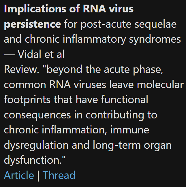 TomKindlon's tweet photo. Implications of RNA virus persistence for post-acute sequelae and chronic inflammatory syndromes

https://t.co/iVpp0NP3w0

Screenshot from latest Science for ME weekly update

#LongCovid #PASC https://t.co/JbnMk0u6RU