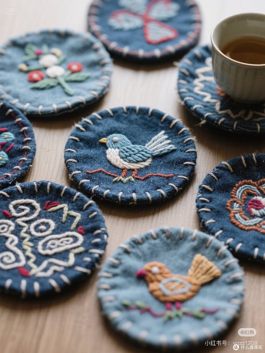 boomer3807's tweet photo. Just finished this upcycled fabric mug rug using old denim scraps! Saved materials + cute home decor = perfect win https://t.co/1r6hMxFqBN