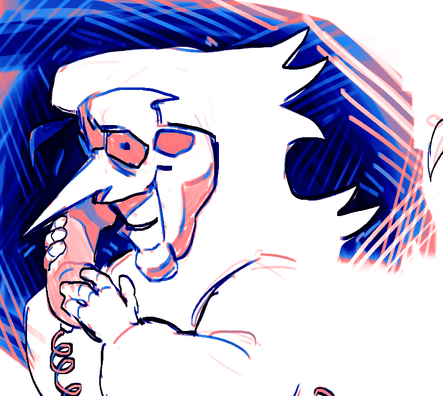 Chekrow1's tweet photo. he's feeling a bit blue...and pink! 

#deltarune #deltarunefanart #spamton https://t.co/yDukB94FU7