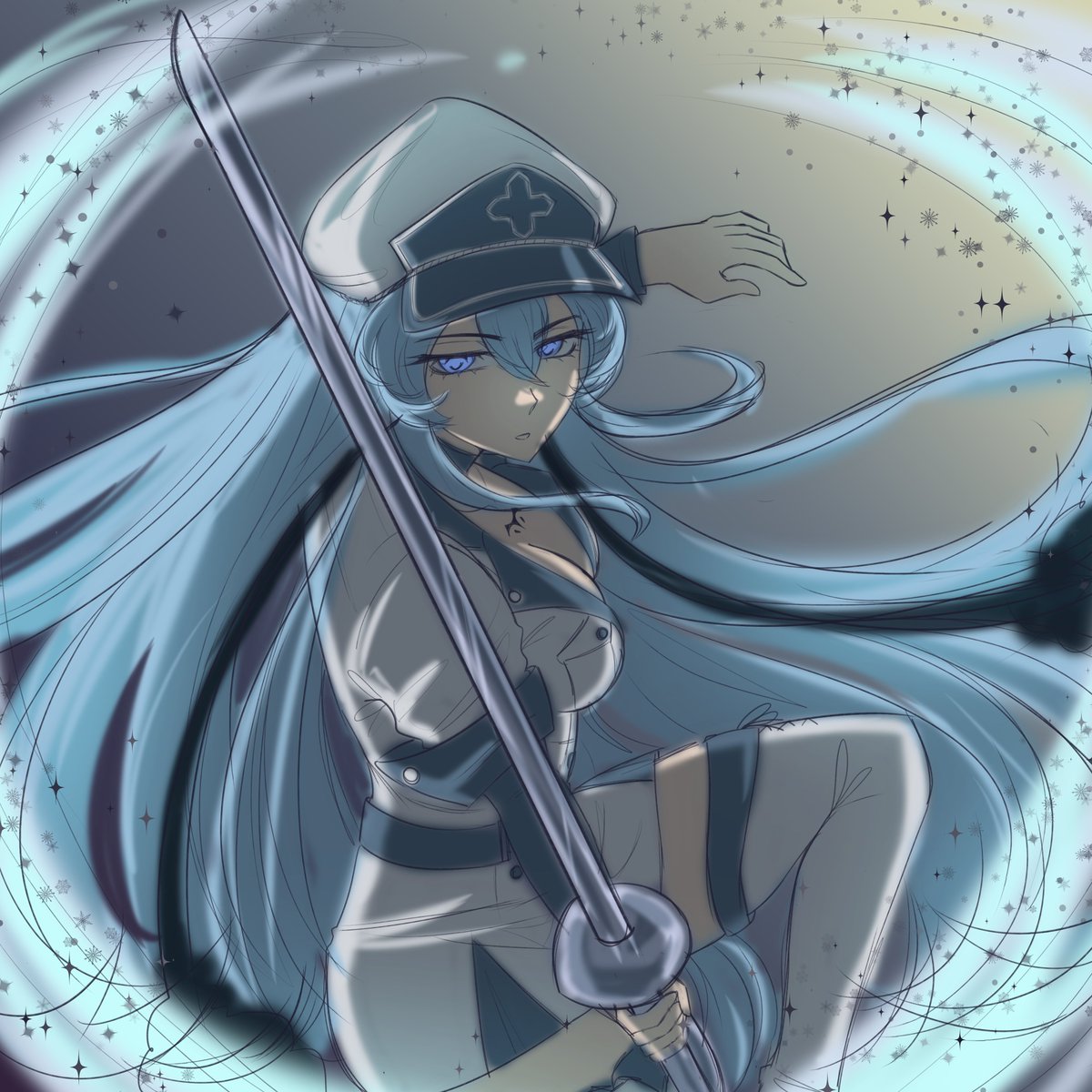 AlenaTheYuriful's tweet photo. Final vs sketch goes crazyy #esdeath #akamegakill https://t.co/pG3ZvjKkcC