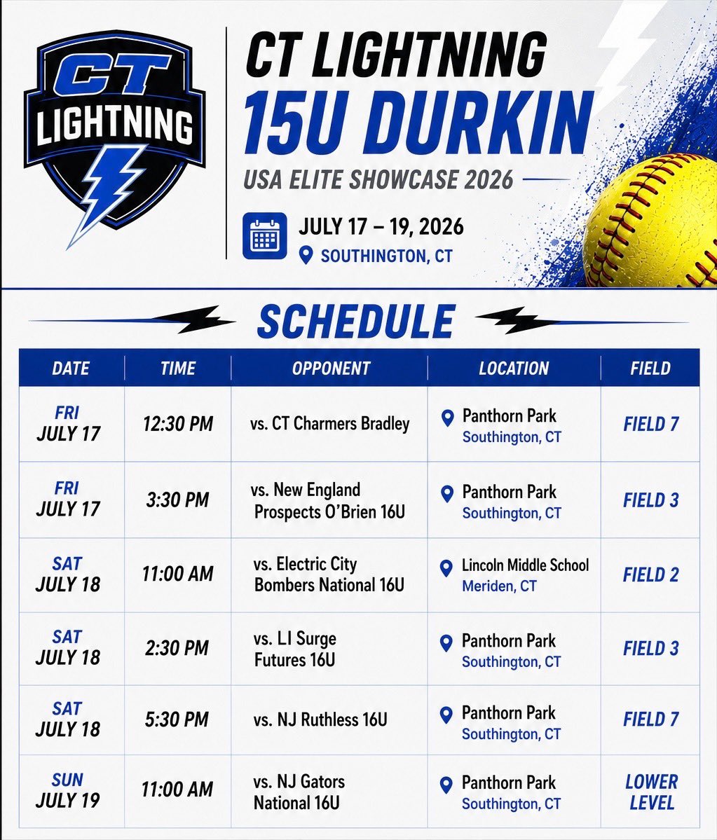 BrynnMarino2029's tweet photo. Excited to compete at the USA Elite Showcase this weekend! Here’s my schedule if you’ll be at the fields.🥎
@USAElite_Jen @ctlightning2028 @KeithDurkin18 https://t.co/edBHhvYLkw