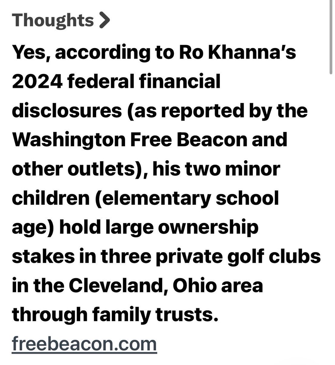 RubinReport's tweet photo. Did you know that Ro Khanna’s two kids in elementary school own three private golf clubs in Ohio?

Membership fees are up to $45,000. 

I highly recommend everyone ignore security at the clubs and just wander on to hit a few balls and see what happens.

Maybe I’ll swing by in August with some reporters…