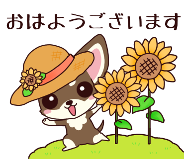 PENS_LINE's tweet photo. おはようございます！

東京の今日の最高気温は35℃

本日は #ひまわりの日
1977年ひまわり1号がアメリカから打ち上げられたことにちなんで記念日が制定されています🌻

火曜日！
今日も1日よろしくお願いします☺️

#LINEスタンプ #企業公式つぶやき部 #チワワ https://t.co/yhA0UFSBAw