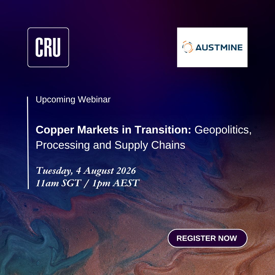 CRUGROUP's tweet photo. We’re pleased to be partnering with #Austmine for an upcoming webinar: #Copper Markets in Transition: #Geopolitics, Processing and Supply Chains. Register now to hear the latest market outlook.

Register here https://t.co/QcKWpkRuB6 https://t.co/Bmeq1OBon4