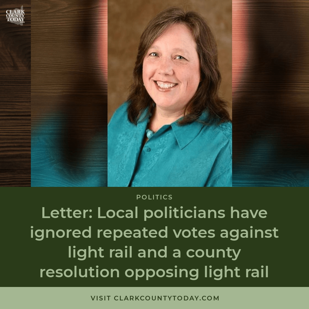 NewsFromCCT's tweet photo. Clark County voters rejected light rail in 2012 and 68% voted against it in 2013. The IBR cost estimate has since doubled to $15.2B. A Camas resident says local politicians are ignoring both. https://t.co/zGEbA0QiHQ #ClarkCounty #LightRail #Opinion https://t.co/WIf1yPfOWm