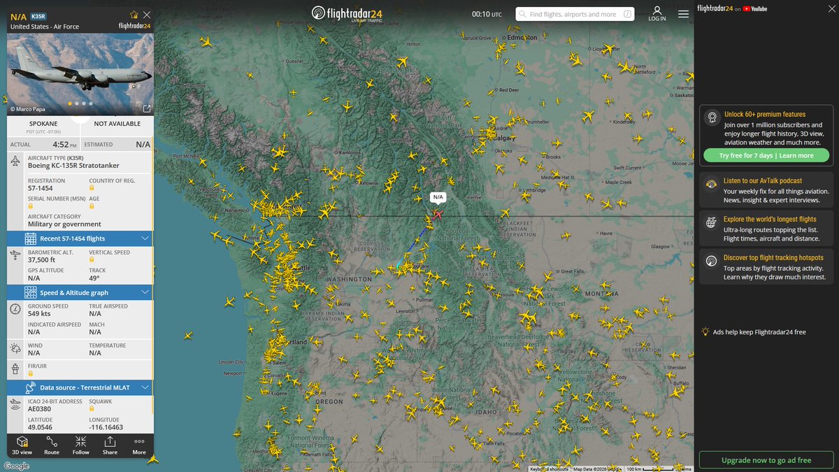 AIYeyENGDdJkjTr's tweet photo. July 14, 2026
#Fairchild Air Force Base ==>
#NoCALLSIGN #AE0380 USAF KC-135R Stratotanker
#NoCALLSIGN #AE0482 USAF KC-135T Stratotanker https://t.co/KdLyARKyge
