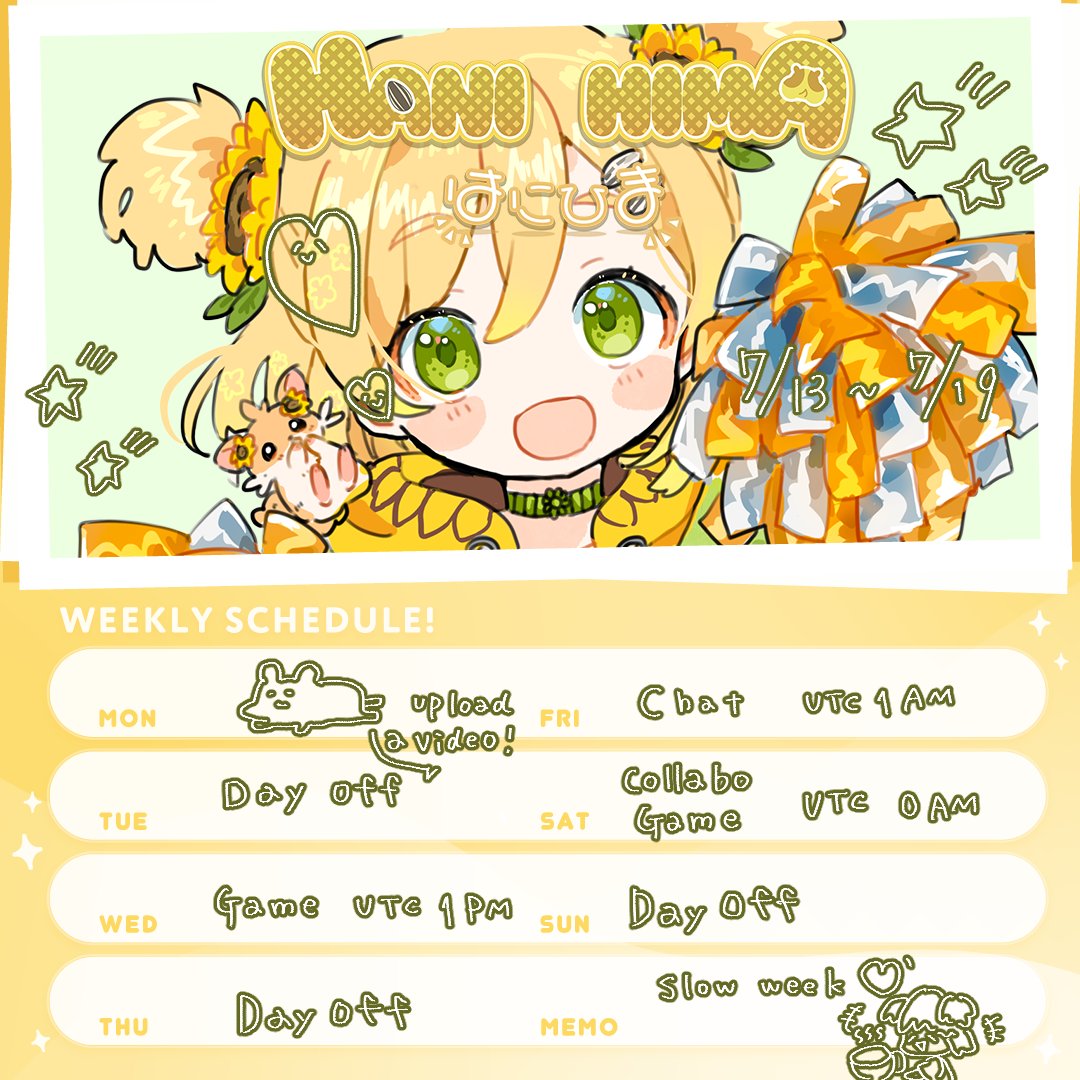 HaniHamuHima's tweet photo. ๐ป7/13-7/19๐ป
Hi! This week is slow week!
I uploaded the video!
Let's check ittt!
๐ปYoutube๐ป
https://t.co/D5k7ZskAZ6
๐Twitch๐
https://t.co/VS4HwekCKB
๐
Hashtags๐
#Haniiro Art
#Hanimuchu General
#Hanichobi clip https://t.co/vB5amimVP4