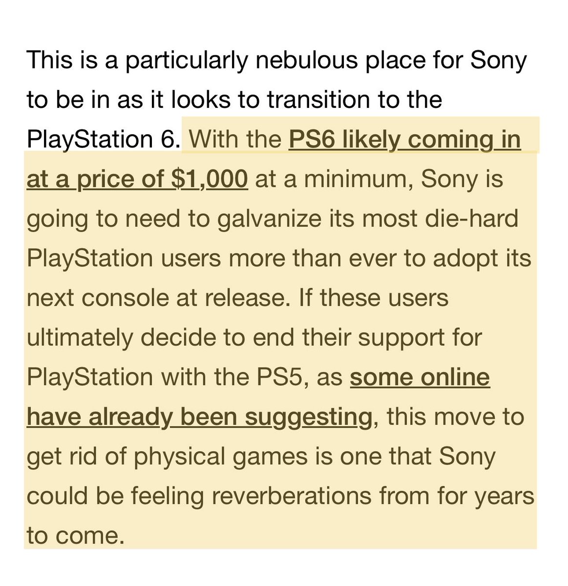 Foxxi0nn's tweet photo. @Kulturlesite_ Nobody is buying a $1500 console with no games, no ownership, no discs, no sales, with mandatory cryptocurrencies, overpriced subscription services, and that's filled with AI.
To hell with Sony's attempt at a monopoly over the whole industry.
Never buying a PlayStation again. https://t.co/h7oSpeHfn2