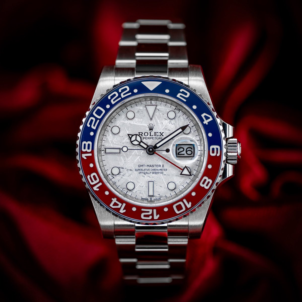 Rolexclocks's tweet photo. Rolex GMT-Master 2 meteorite https://t.co/FsIhjr91Nr